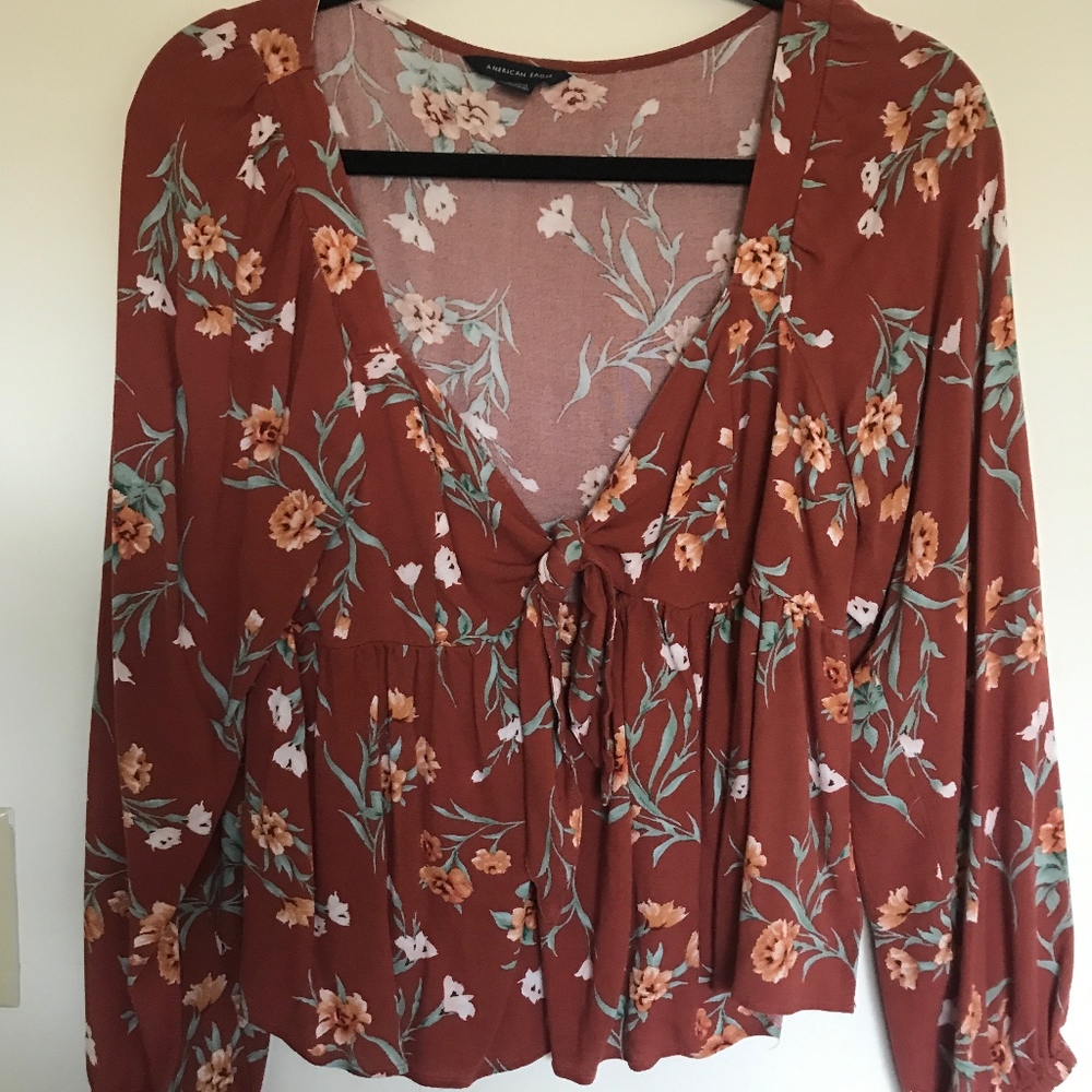 Floral Peplum Tie Top
